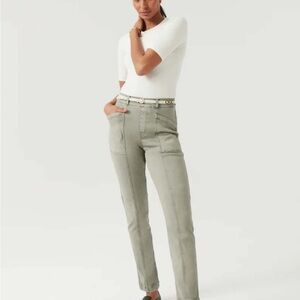 Spanx Stretch Twill Straight Leg Pants Olive Oil WomenSize xl Tall Slimming New